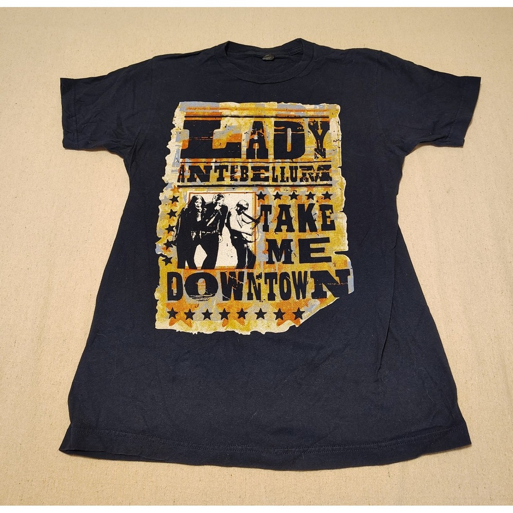 Lady Antebellum Take Me Downtown Tour Graphic T-Shirt Navy Blue Womens Medium